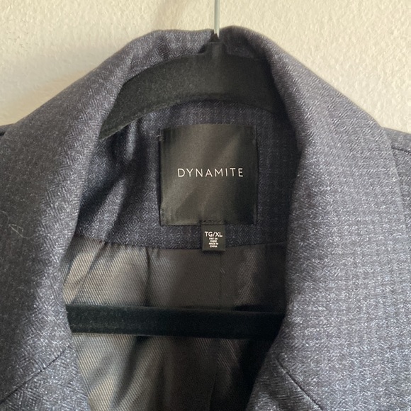 Dynamite Dark Navy Blue Checker Double Breasted Blazer - Picture 7 of 12